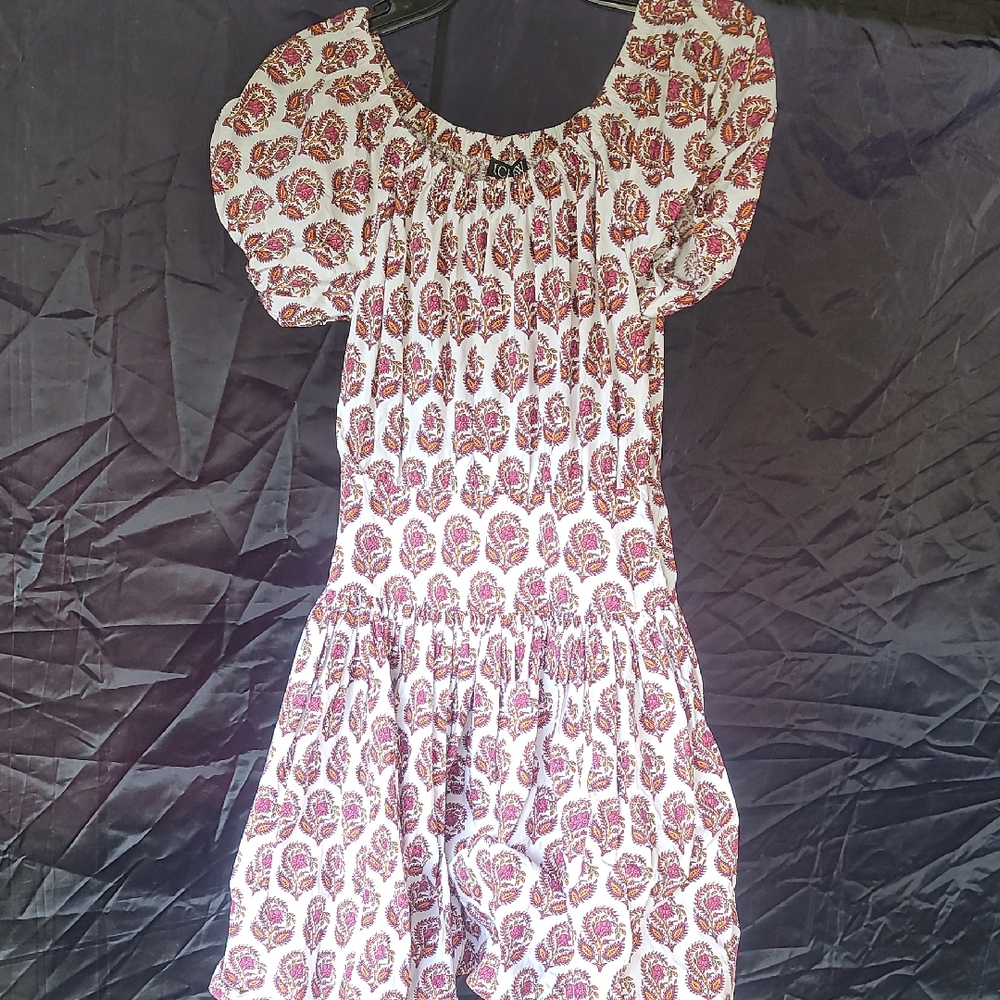 J. Crew Paisley Print Dress in White and Pink